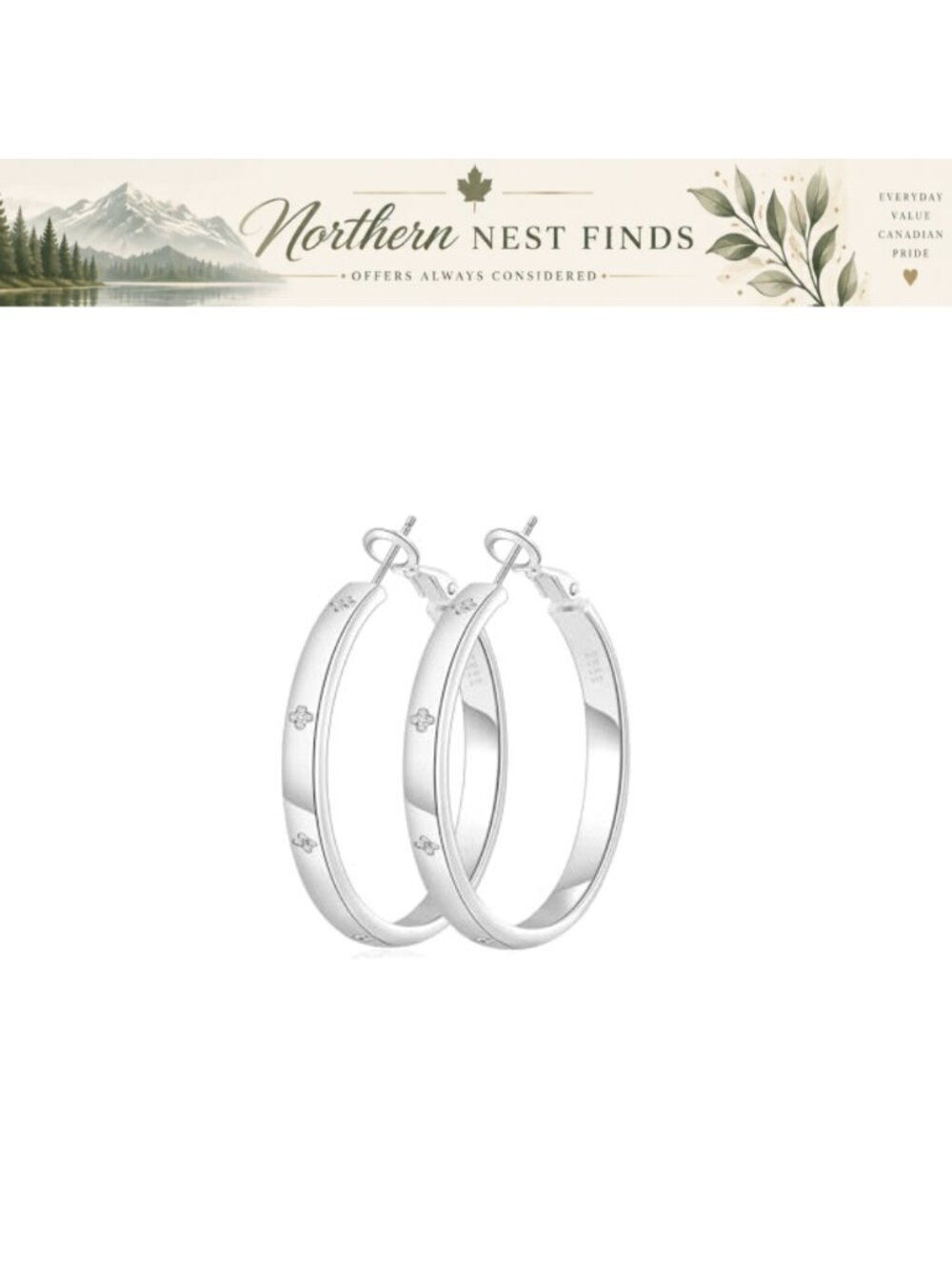 S925 Sterling Silver Hoop Earrings Cubic Zirconia Hypoallergenic